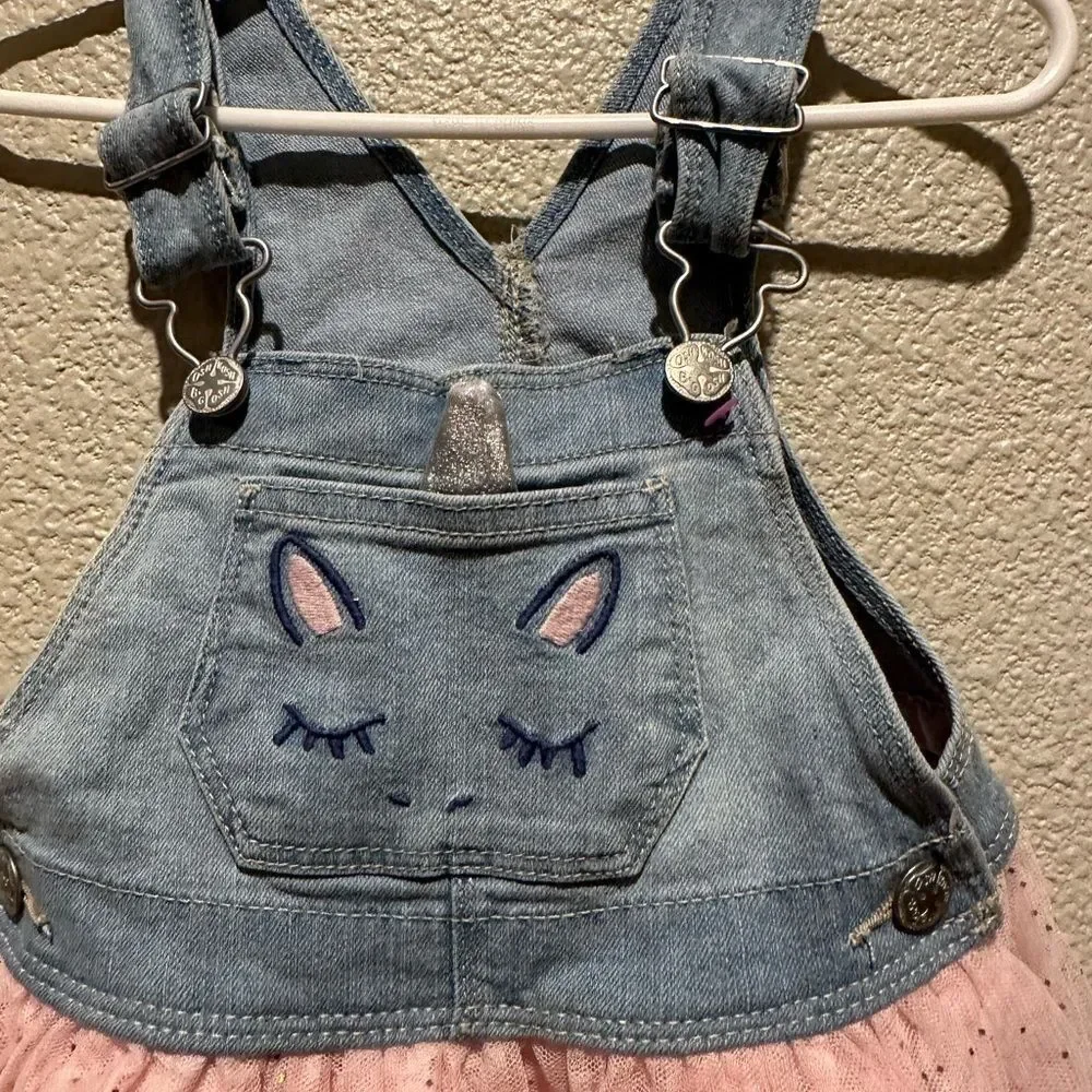 OshKosh B’Gosh Unicorn Toddler Girl Dress Overalls Size 2T